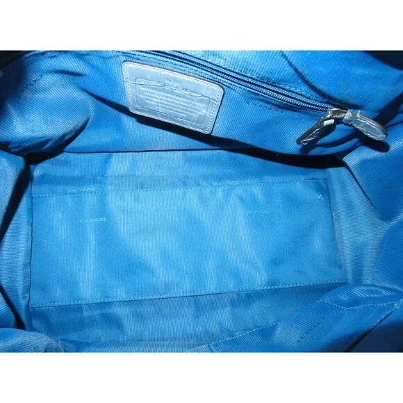 SOLD Coach Rhyder Limited Edition rare dusty blue Croc Embossed Denim Leather - Picture 7 of 16